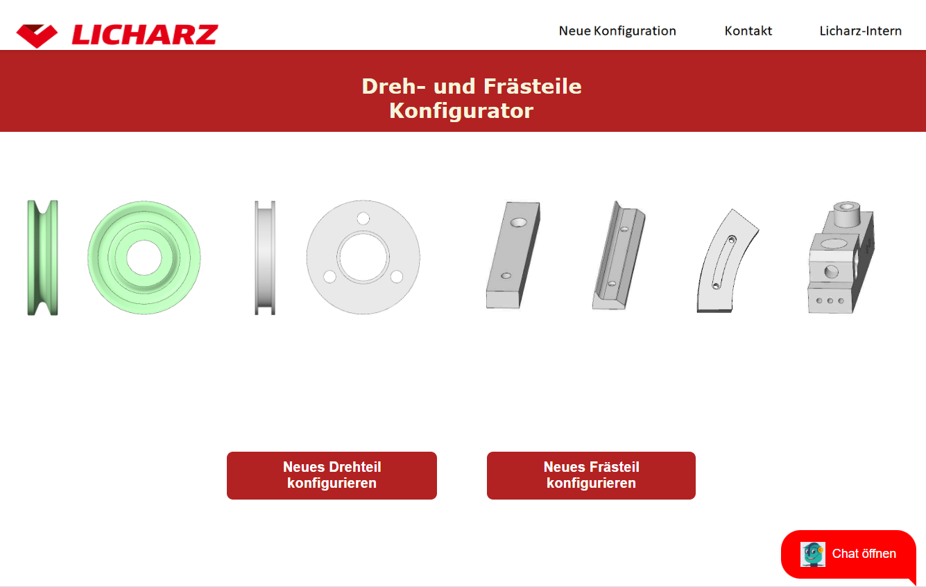 Produktkonfigurator für Dreh- und Frästeile